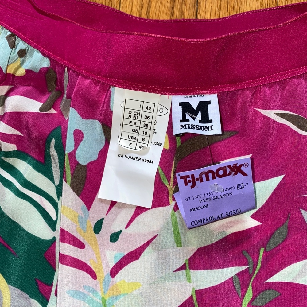 Missoni Silk Skirt Floral Scarf Pink Coquette Y2K Vintage Luxury Size XS New - Picture 13 of 16